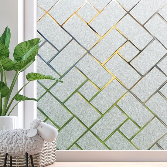 Geometrische Sichtschutzfolie, Selbstklebend, Mattiert, Für Badezimmer, Umkleidekabinen Und Besprechungsräume, 45 X 100 Cm