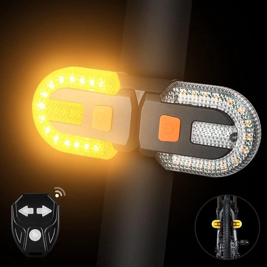 Fahrradrücklicht Mit Blinker – Abnehmbare, Kabellose Fernbedienung, Wiederaufladbar, 5 Modi, Sicherheitswarnblinklicht