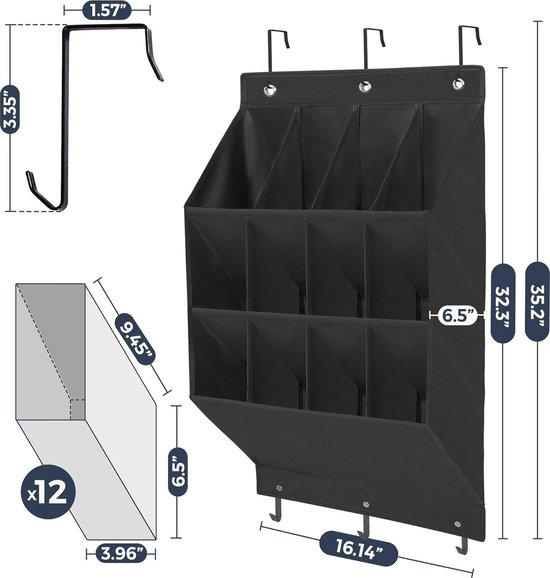 Schuhaufbewahrungs-organizer，12 Fächer，600d，schuhaufbewahrungsregal，kleiderstange Oder Zum Aufhängen，43 X 17 X 79 Cm，schuhaufbewahrungstasche