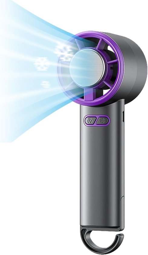 Tragbarer, Manueller Mini-turboventilator, Usb-aufladbar Mit Kühlakku, 12u-batterie, Lila