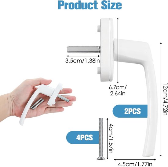 2 Stück Pvc-fenstergriffe，schlüsselloses Fensterschloss，ideal Für Fenster Und Balkone，tür- Und Fenstergriffe，weiß