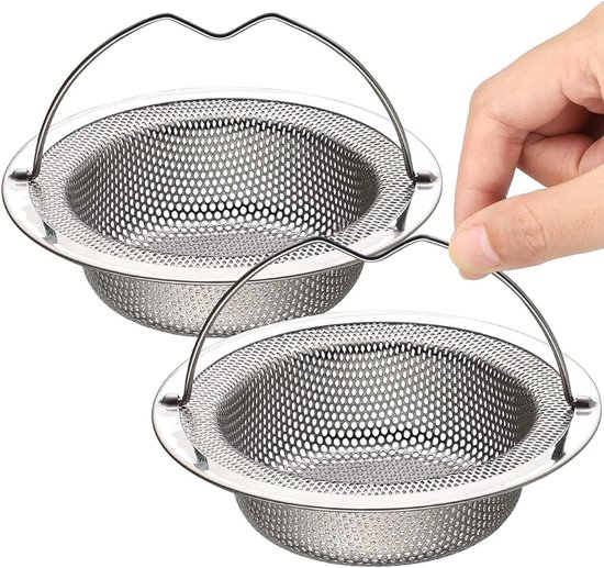 Set Mit 2 Edelstahl-spülbeckensieben Mit Praktischem Griff – 7,5 Cm Durchmesser