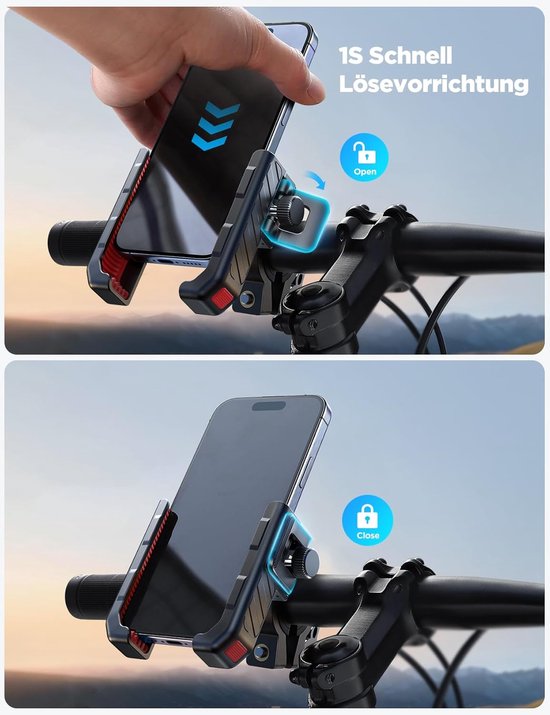 Handyhalterung Für Fahrrad Und Motorrad, Stoßfest, Schnellbefestigung, Geeignet Für Iphones Und Smartphones