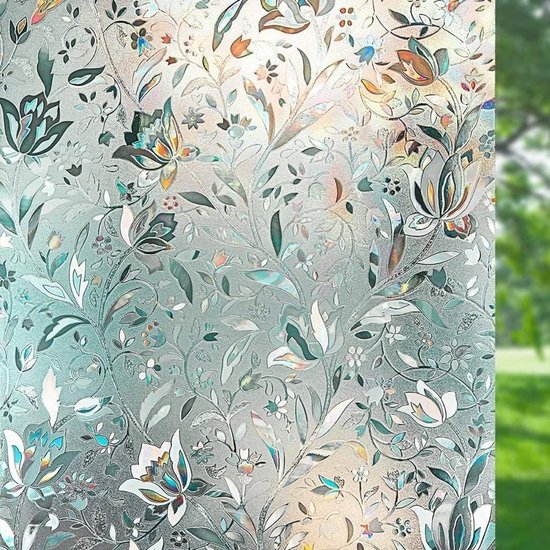 Antistatische Fensterfolie，blickdichte Sichtschutzfolie，dekorfolie Mit Tulpenmotiv，geeignet Für Wohnzimmer，45 × 100 Cm