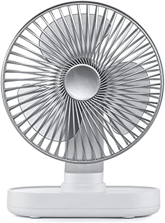 Wiederaufladbarer Tischventilator – Leiser Ventilator – 4 Geschwindigkeitsstufen – 90°-oszillation – 4000 Mah