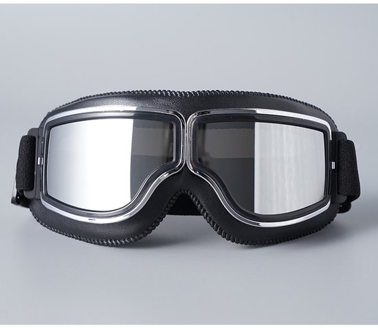 Motorradbrille，herren-motorradbrille，geeignet Für Motorradfahren，skifahren (schwarz Mit Silbernen Gläsern)