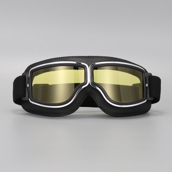 Motorradbrille，herren-motorradbrille，geeignet Für Motorradfahren，skifahren (schwarz Mit Gelben Gläsern)