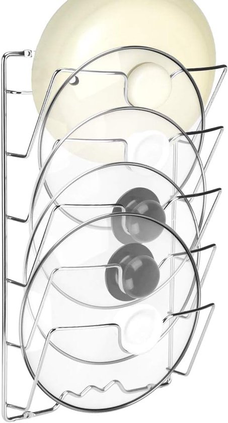 Wandmontierter Topfdeckelhalter, Deckelhalter Für Schrank, Küche, Topfdeckelhalter Mit 5 Fächern, Wandmontage, Metall