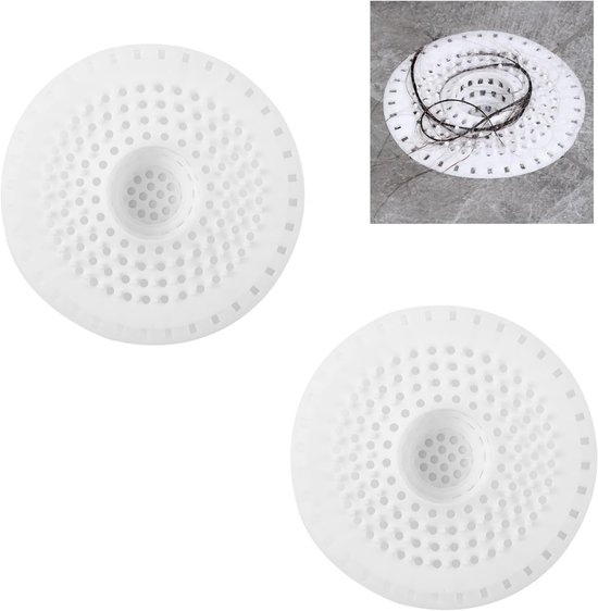 Zwei Sets Silikon-abflusssiebe，haarfänger. Geeignet Für Duschabflüsse，universelle Spülbeckenfilter，küchen- Und Badezimmerspülen. Weiß