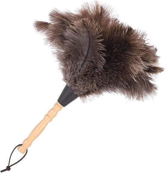 Straußenfederstaub，antistatischer Federstaub Mit Holzgriffen，reinigungswerkzeug Für Büro，35 Cm