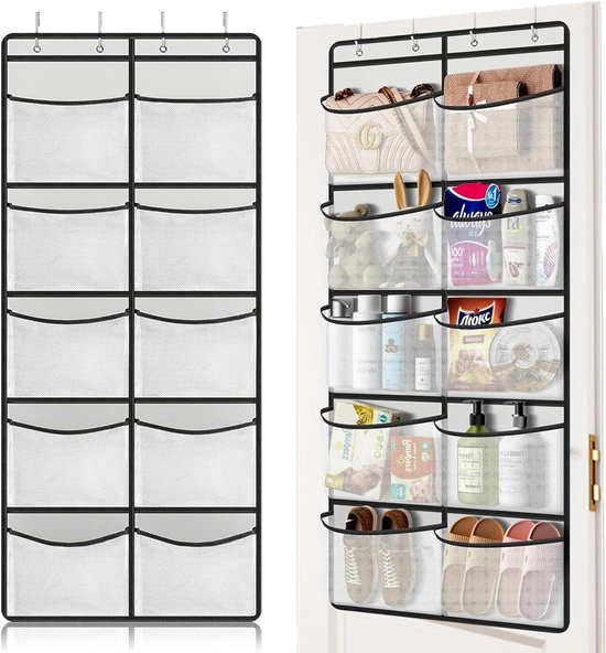 Türhänger Mit 10 Netztaschen – Hängeregal Mit 4 Haken – 54,5 X 126 Cm – Hängeregal Für Schlafzimmer, Wohnzimmer, Badezimmer