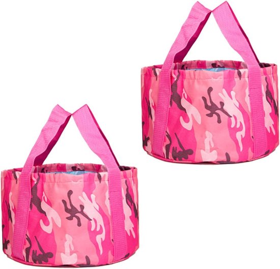 Campingschüsseln, 2 Stück, Faltbar, Wassereimer Aus Oxford-gewebe, Tragbar, Für Camping, Gartenarbeit, Outdoor-aktivitäten (rosa, 15 L)