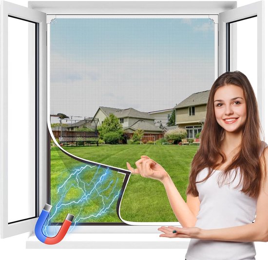 Fliegengitter – Magnetisches Fenster-moskitonetz 130 X 150 Cm – Fiberglas, Verstellbar, Kein Bohren Erforderlich