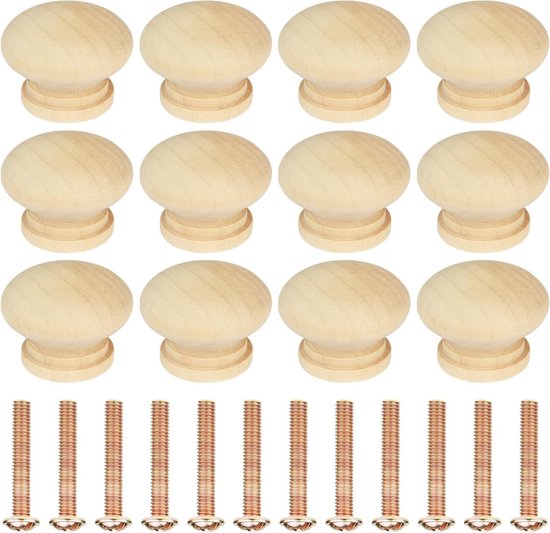 12 Runde Holzknöpfe Für Schränke, 35 Mm Möbelgriffe Für Türen, Küchenschränke Und Schubladen, Ideal Für Wohnaccessoires Und Kleiderschränke