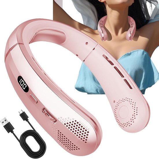 Tragbarer Nackenventilator，klingenloser Nackenventilator，tragbarer Nackenventilator，reiseventilator Für Camping Und Reisen，pink