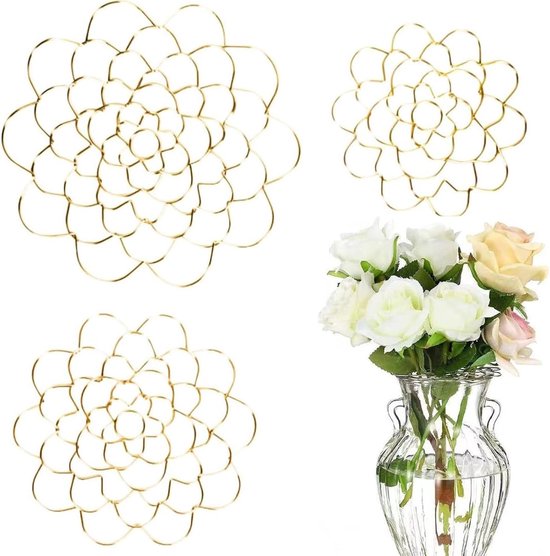 3-teilige Blumenstielstabilisatoren，diy-blumenarrangements，blumenhalter Aus Edelstahl Für Vasen，pflanzenstabilisatoren (gold)