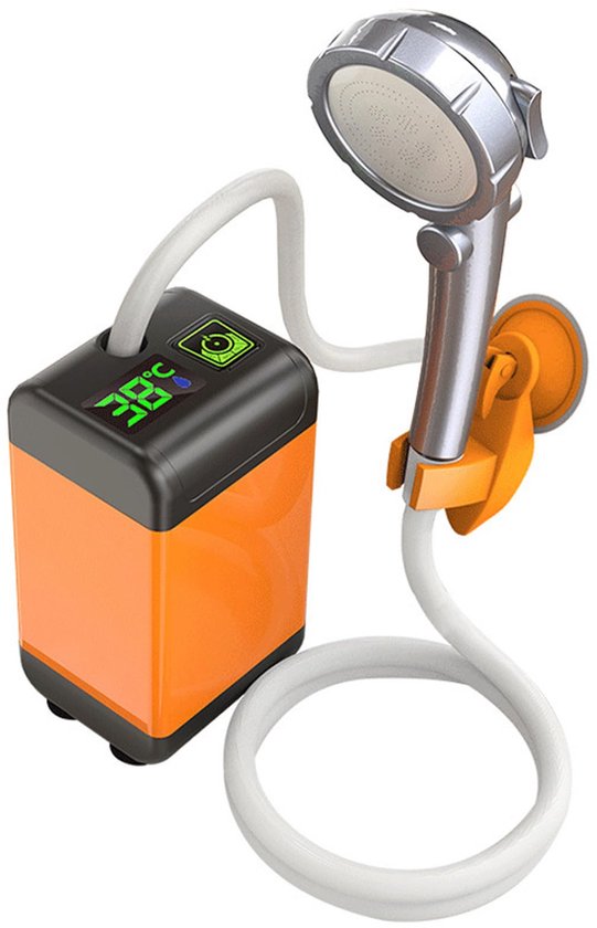 Tragbare Campingdusche – Wiederaufladbare Duschpumpe, Temperaturanzeige 12 V 4800 Ma