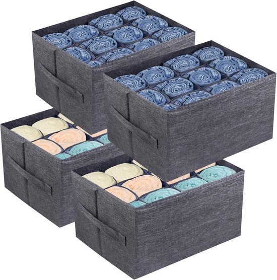 4-teiliges Kleiderschrank-organizer-set Mit Aufbewahrungsboxen Für Kleidung，organizer-box Mit 12 Fächern，pullover Und T-shirts