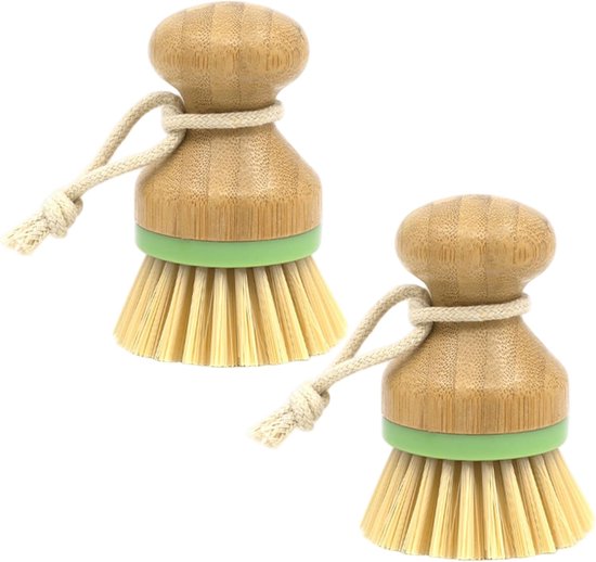 2-teiliges Set Aus Handlichen, Waschbaren Und Wiederverwendbaren Holzbürsten Mit Aufhängeseil Für Töpfe, Pfannen, Spülbecken Und Kochgeschirr.