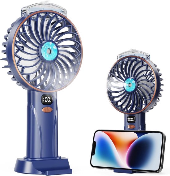 Wiederaufladbarer Usb-nebelventilator Mit 5 Geschwindigkeitsstufen, Led-anzeige Und Abnehmbarem Standfuß, Leistungsstark Und Leise