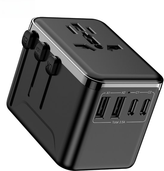 Universeller Reiseadapter Mit Usb-c: Weltweiter Steckeradapter Mit 4 Usb-anschlüssen，25 W Schnellladung Und 2500 W Leistung
