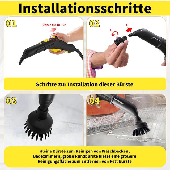 Bürstenset Für Dampfreiniger，10-teiliges Set Runder Dampfreinigerbürsten，passend Für Kärcher Zubehör Sc1 Sc2 Sc3 Sc4 Sc5 Sc7