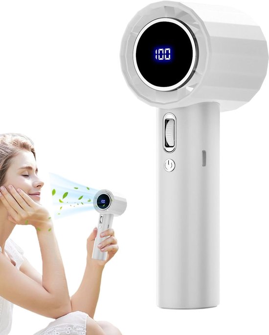 Handventilator, Tragbarer Ventilator, Usb-aufladbarer Persönlicher Gebläse, Digitalanzeige, Wiederaufladbar Für Camping, Reisen & Picknick