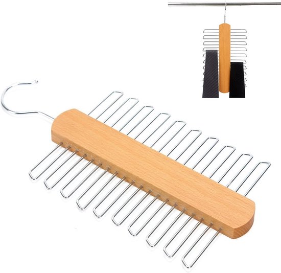 Krawattenhalter Aus Holz – Krawattenorganizer Mit 360-grad-drehung – Aufbewahrungsgestell Für Krawatten, Gürtel, Schals Und Accessoires.