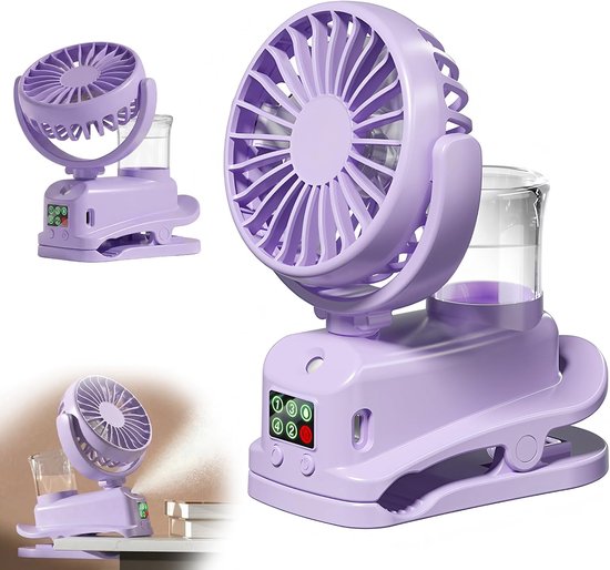 Mini-usb-clip-ventilator，wiederaufladbarer Mini-luftbefeuchter Mit Nebelfunktion，4 Windgeschwindigkeiten，tragbarer Mini-ventilator Für Zuhause