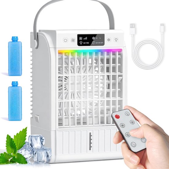 Mobiler Luftkühler Mit Wasserkühlung，1500-ml-wassertank，4 Geschwindigkeitsstufen，2 Nebelstufen，timer，tragbarer Luftkühler