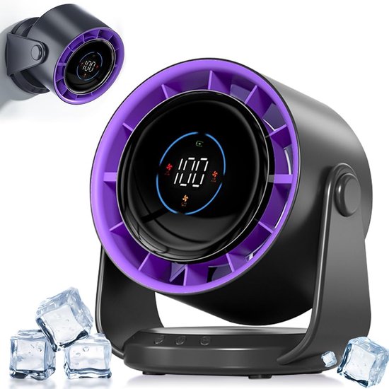 Tischventilator，5000-mah-akku，led-anzeige，1，199 Geschwindigkeitsstufen Und 105° Drehbarer Kopf，wandventilator Für Büro，schlafzimmer Und Küche