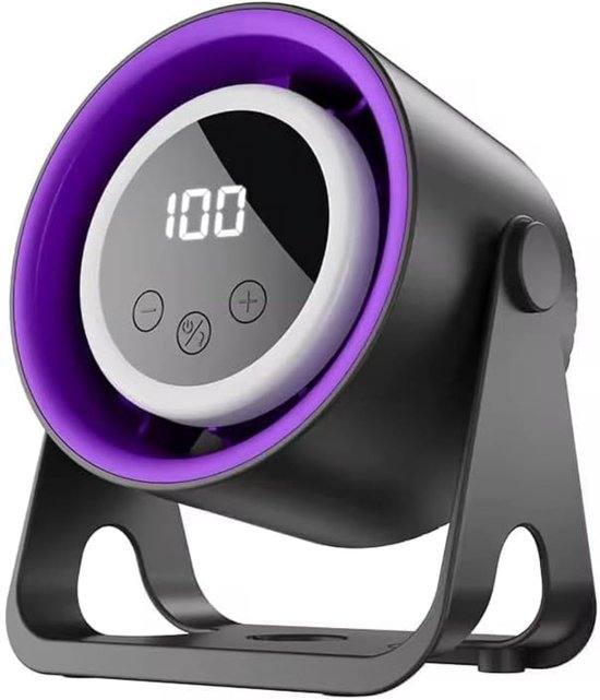 2-in-1-tragventilator Mit Nachtlicht，usb-wiederaufladbarer Tischventilator Mit Led-anzeige，100 Geschwindigkeitsstufen，3-in-1-montagesystem