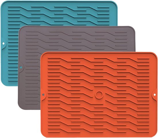 Abtropfmatte，silikon-abtropfmatte，3-teilig，rutschfest Und Wasserdicht，spülbeckenmatte Für Die Küche，38，1 X 28 X 0,32 Cm