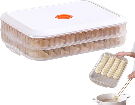 Aufbewahrungsbox Für Teigtaschen，gefrierbox Für Teigtaschen Mit Großem Fassungsvermögen，2-stöckiger Gefrierbehälter Mit Deckel
