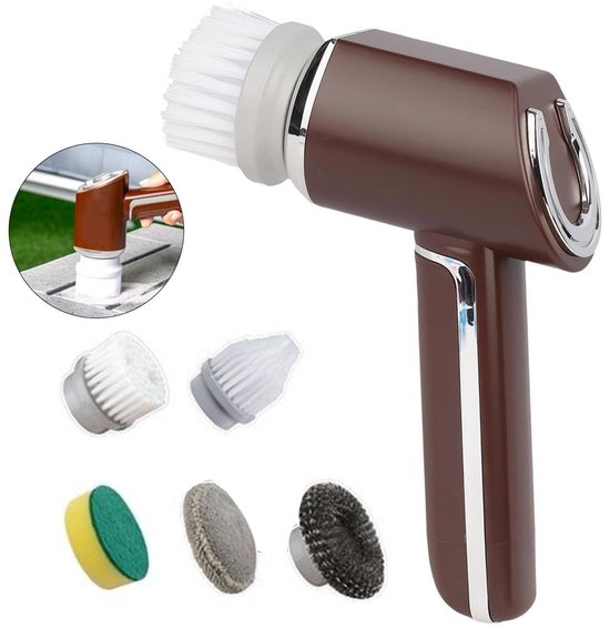 Kabellose Elektrische Reinigungsbürste Mit 5-in-1-zubehör，350 Umdrehungen Pro Minute，wasserdicht，geeignet Für Küche，auto Und Außenbereich