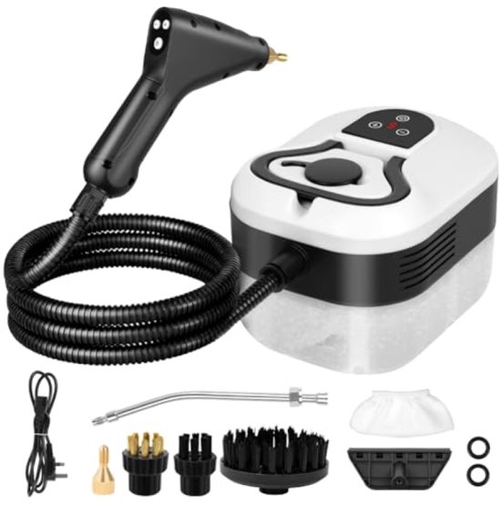 Handdampfreiniger, 2500 W – 3,5 Bar – 1,2 L – 15 Sekunden Aufwärmzeit – 6 Dampfstufen – Digitaler Touchscreen – 9 Zubehörteile