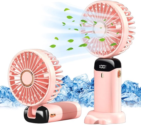 Tragbarer Handventilator，faltbarer Mini-tischventilator Mit Usb-anschluss，batteriebetrieben Und Led-anzeige Für Zuhause，outdoor Und Reisen (pink)