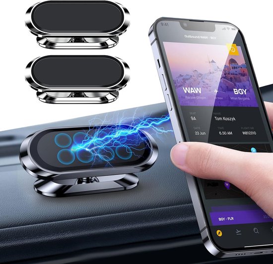 Zwei Magnetische Autohandyhalter, Verstellbar Und Um 360 Grad Drehbar. Geeignet Für Die Befestigung Von Handys Am Armaturenbrett.