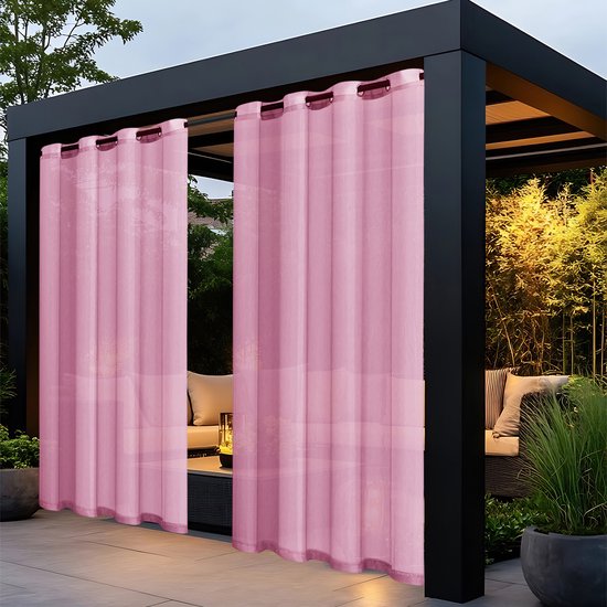 Outdoor-vorhänge，mit Ringaufhängung，transparente Leinenoptik，2-teiliges Set，213 Cm (h) X 132 Cm (b)，orange