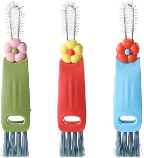 3-in-1 Reinigungsbürste Mit Becherdeckel，3-teiliges Set Fugenbürsten Für Wasserflaschen，multifunktionale Reinigungsbürste Mit Becherdeckel