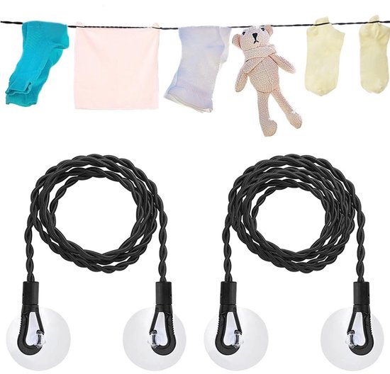 2-teiliges，ausziehbares Wäscheleinen-set，1,5 M Und 3 M，elastische Wäscheleine，camping-wäscheleine，wäscheleine Zum Trocknen，mit Haken Und Saugnapf