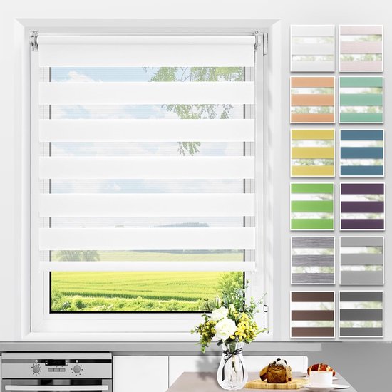 Nahtlose Niederländische Übersetzung: Tag- Und Nachtrollo Ohne Bohren，maße 45 × 150 Cm，stoffbreite 45 Cm，weiß