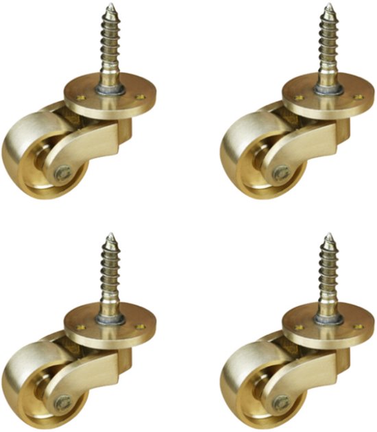 4 Stück – Möbelrollen – Lenkrollen – Universal – Für Möbel, Schränke, Sofas, Rollwagen, Stühle Und Betten – Gold – 25 Mm – Metall