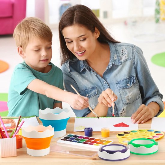 Mini-falteimer Aus Silikon，4 Stück，reinigungsbehälter Für Bürsten (grün，blau，orange，camping Und Strand