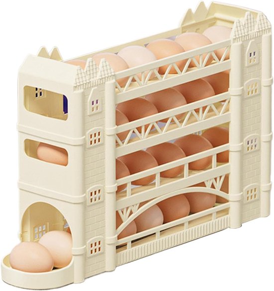 Eierspender Für Den Kühlschrank，eierhalter Für Die Küche，eier Ordentlich Aufbewahren，24,1 X 9,8 X 24,1 Cm (t X B X H)，beige-gelb