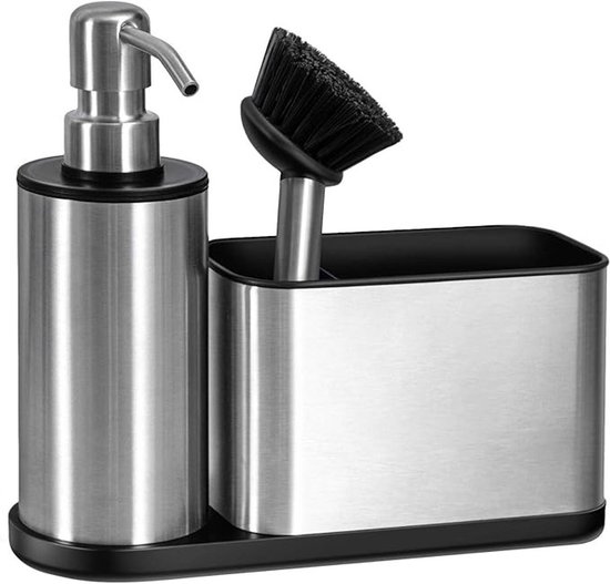 3-in-1 Küchenhelfer Mit Seifenspender, Edelstahl-küchenaccessoire Mit Rutschfester Oberfläche, Schwamm- Und Bürstenhalter
