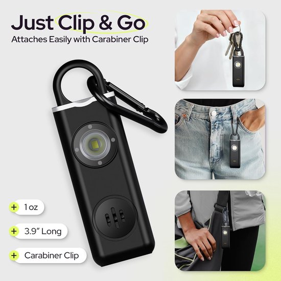 Wiederaufladbarer, Tragbarer Sicherheitsalarm – Led-taschenlampe – Alarm