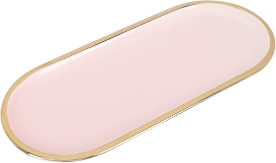 Schmucktablett Aus Keramik, Schmuckaufbewahrungsständer, Luxuriöses Schmucktablett, Elegantes Ovales Schmucktablett, Rosa