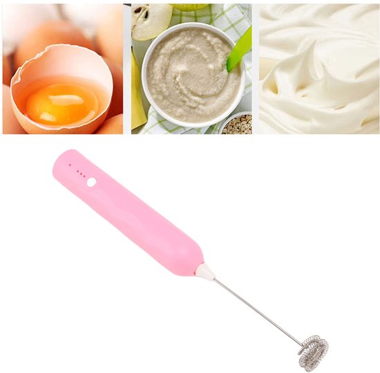 Milchaufschäumer, Schneebesen, Mini-haushaltsmixer, Multifunktionaler Elektrischer Mixer, Tragbar, Kabellos – Rosa