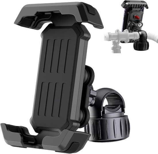 Motorrad-handyhalterung Mit Doppelter Vibrationsdämpfung，360° Drehbare Lenkerhalterung，geeignet Für Iphone 16 Pro Max，15，14，13，12